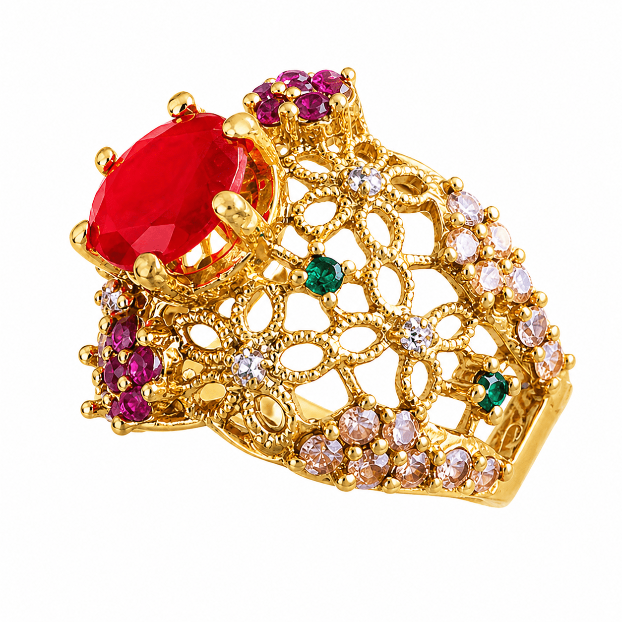 Handcrafted 22k Gold Statement Bloom Mara Ring - Riwaaj