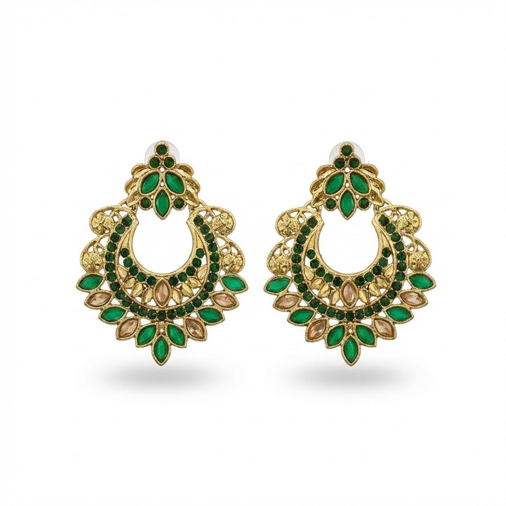 Gold Crescent Moon Drop Earrings - Riwaaj