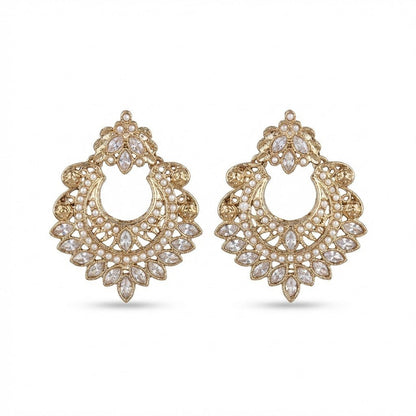 Gold Crescent Moon Drop Earrings - Riwaaj