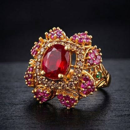 Handcrafted 22k Gold Statement Turkish Aura Ring - Riwaaj