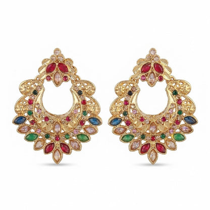 Gold Crescent Moon Drop Earrings - Riwaaj