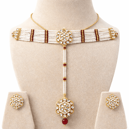 Layered Pearl Choker Set - Gold Plated Kundan Jewelry - Riwaaj