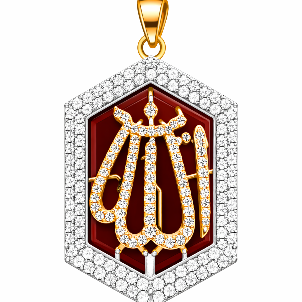 Allah Pendant Necklace - Zircon Arabic Calligraphy Teardrop Pendant