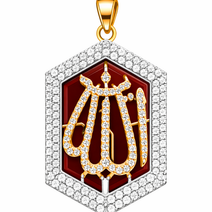 Allah Pendant Necklace - Zircon Arabic Calligraphy Teardrop Pendant