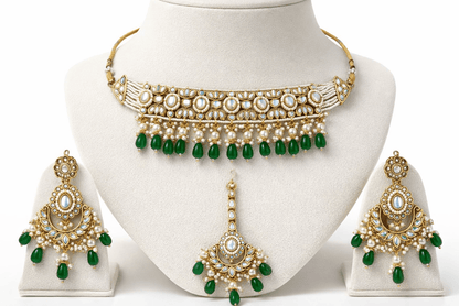 Radiant Mirror - Work Kundan Jewelry Set - 4 Piece Gold Plated - Riwaaj