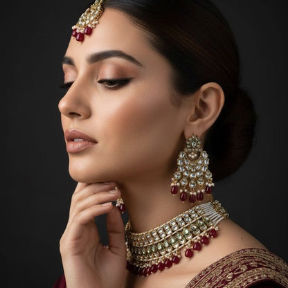 Heritage Kundan Jewelry Set - 4 Piece Gold Plated - Riwaaj
