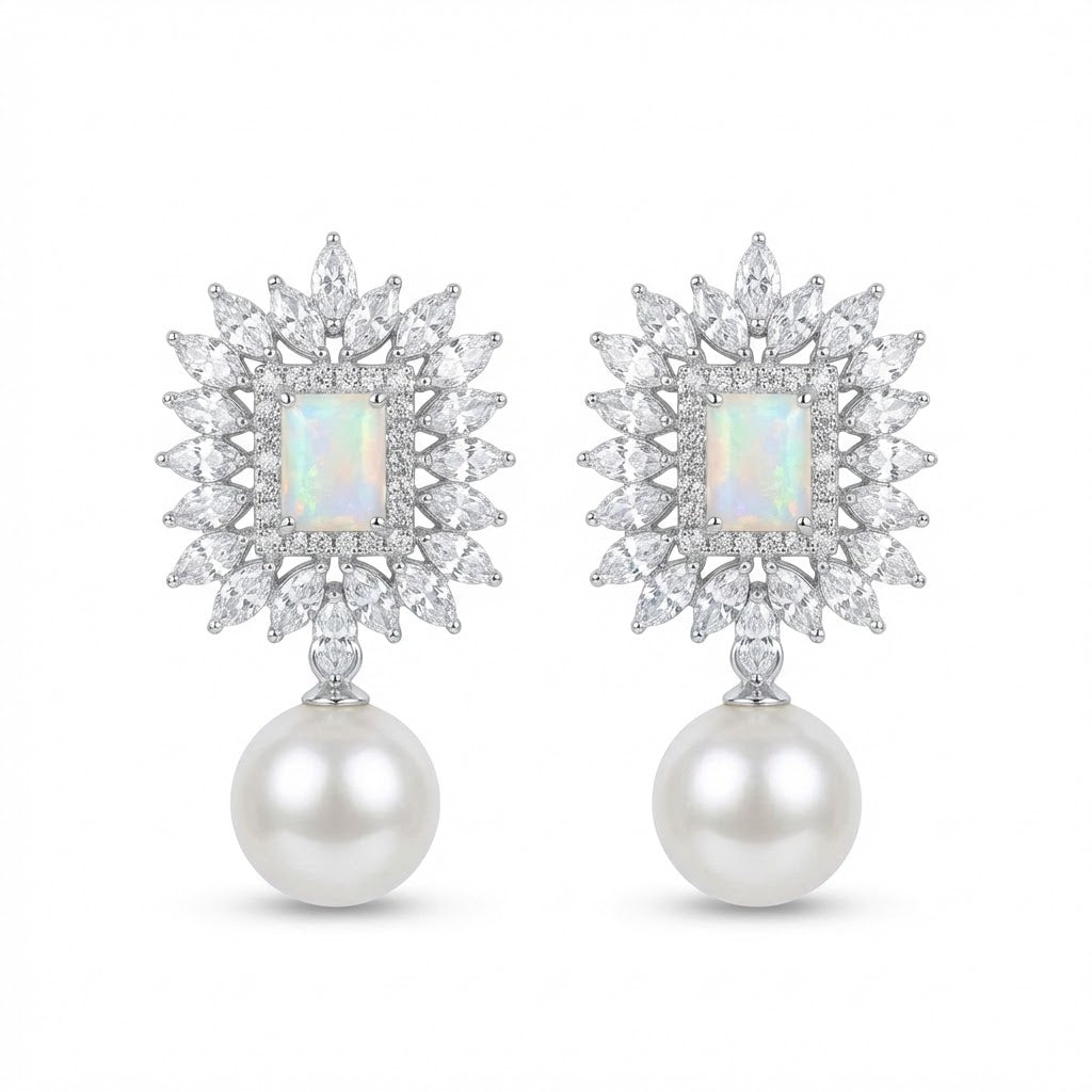 Opal White Pearl Drop Earrings