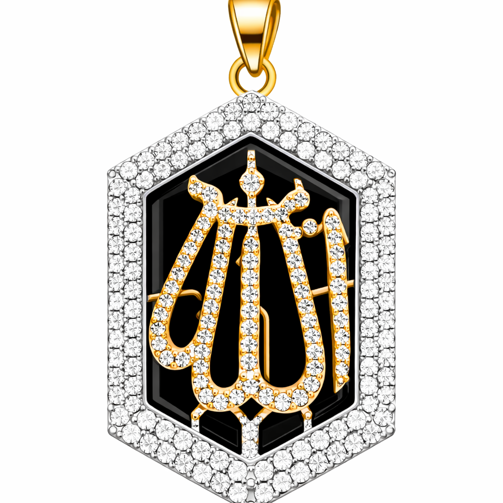 Allah Pendant Necklace - Zircon Arabic Calligraphy Teardrop Pendant
