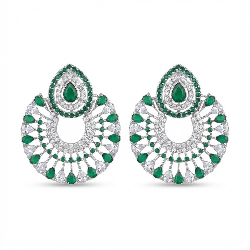 Silver Moon Drop Stud Earrings - Riwaaj
