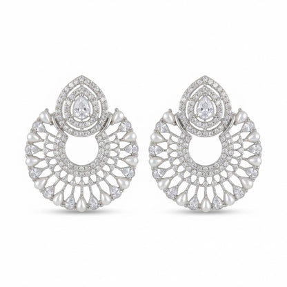 Silver Moon Drop Stud Earrings - Riwaaj