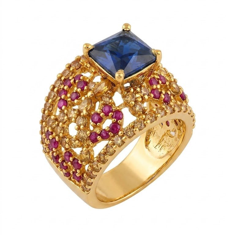 Handcrafted 22k Gold Statement Delightful Ring - Riwaaj