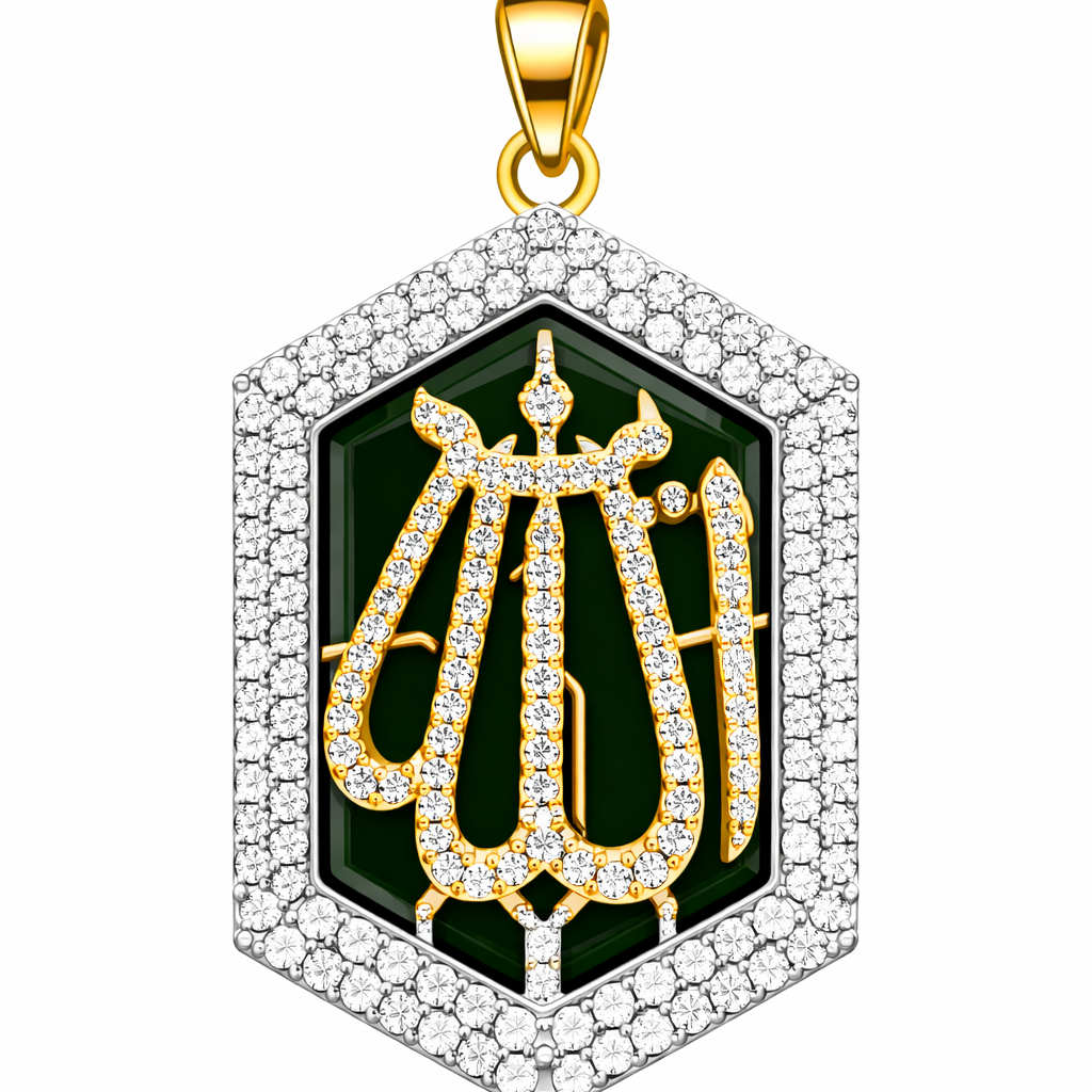 Allah Pendant Necklace - Zircon Arabic Calligraphy Teardrop Pendant