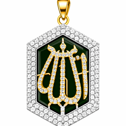 Allah Pendant Necklace - Zircon Arabic Calligraphy Teardrop Pendant