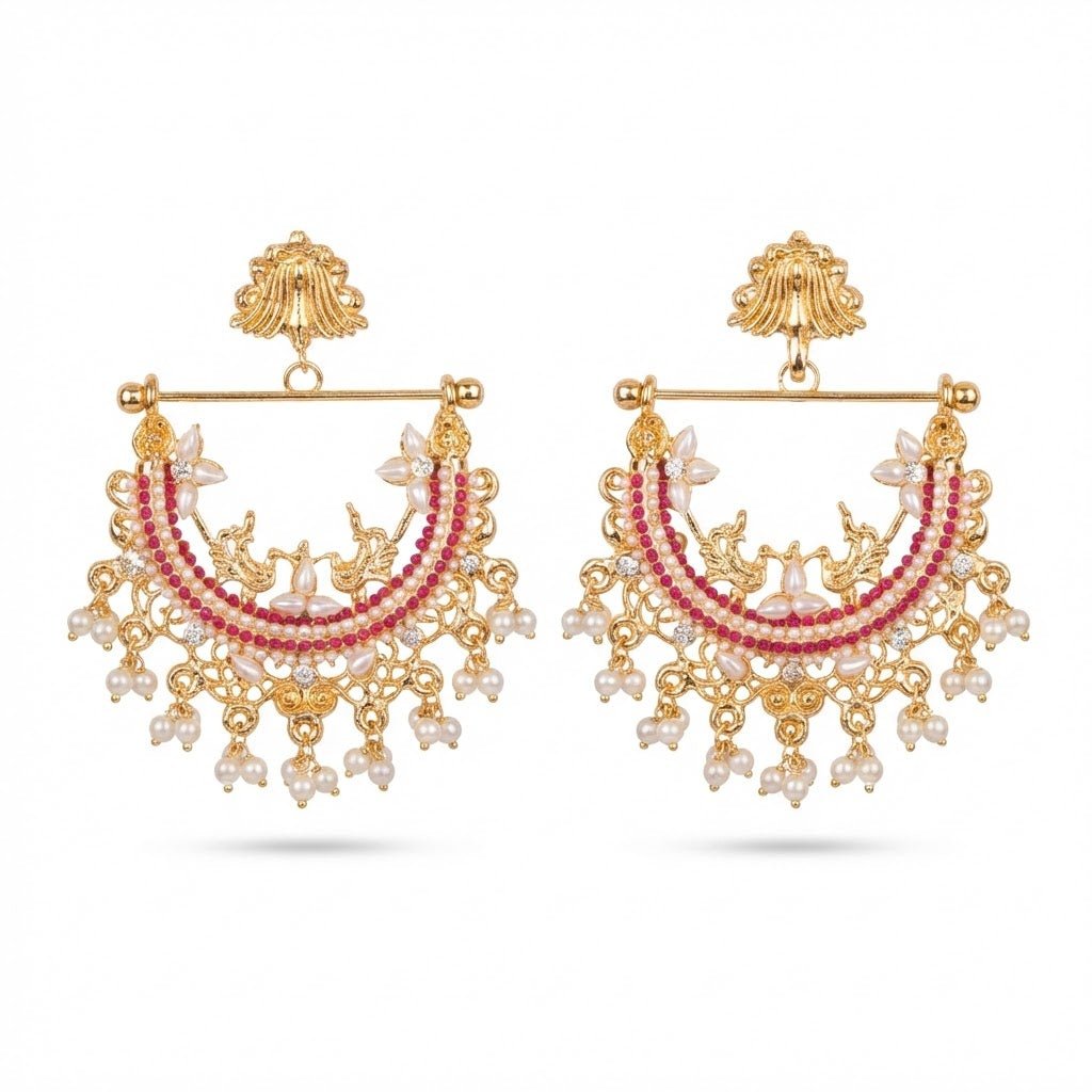 Designer - Crafted Half - Cut Peacock Earrings - Riwaaj