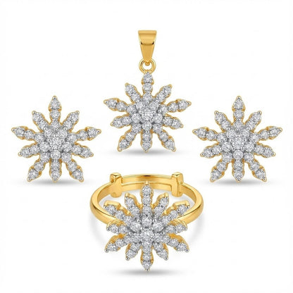 Sun Flower Gold Plated Locket Set - Riwaaj