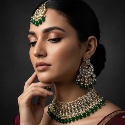 Heritage Kundan Jewelry Set - 4 Piece Gold Plated - Riwaaj