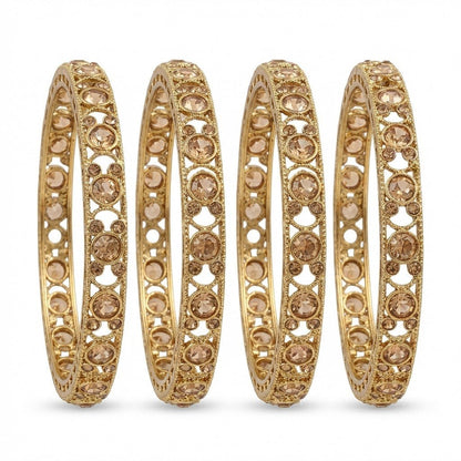 Antique Gold Plated Bangle Set - 4 Piece Vintage Style - Riwaaj