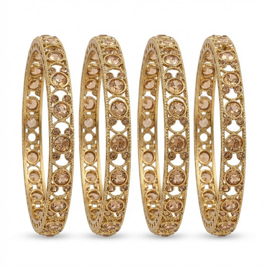 Antique Gold Plated Bangle Set - 4 Piece Vintage Style