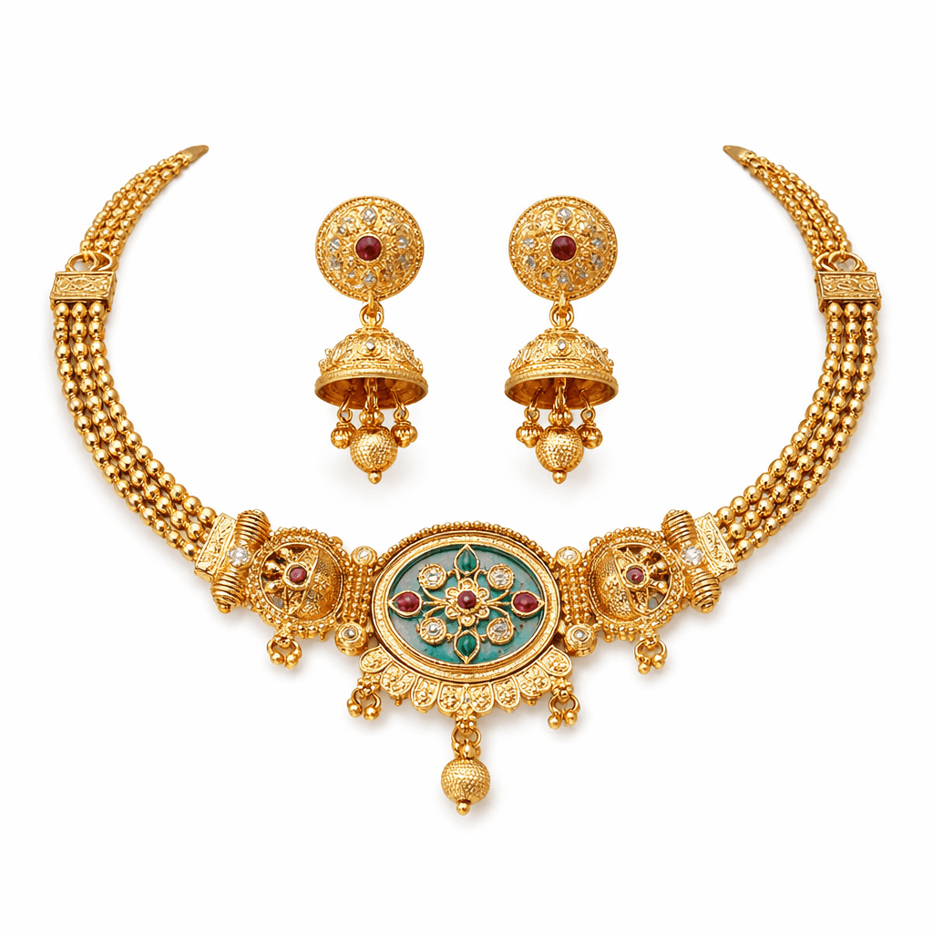 Royal Meenakari Heritage Necklace Set - Riwaaj