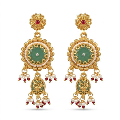 Royal Veridian Collar & Drop Earring Set - Riwaaj