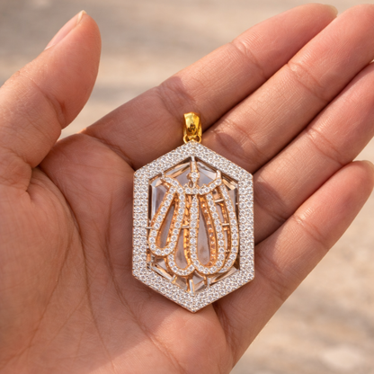 Allah Pendant Necklace - Zircon Arabic Calligraphy Teardrop Pendant