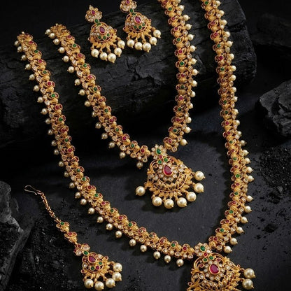 Royal Palace Double - Layer Set - 4 Piece Gold Plated Jewelry - Riwaaj