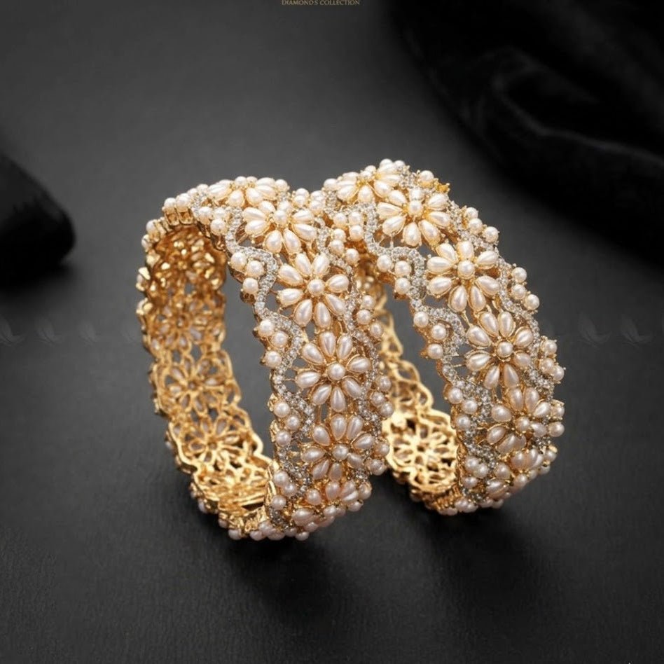 Pearl Aura Bangles Openable Bangle Pair - Riwaaj