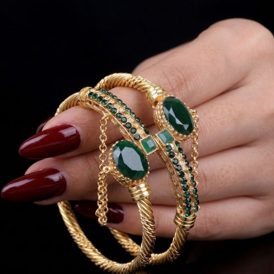 Tribal Solid Gold Polished Openable Bangles - Riwaaj