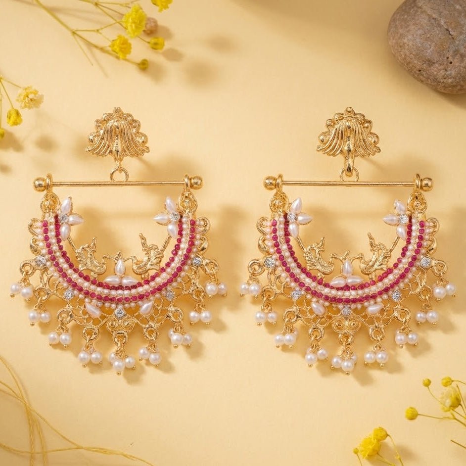 Designer - Crafted Half - Cut Peacock Earrings - Riwaaj