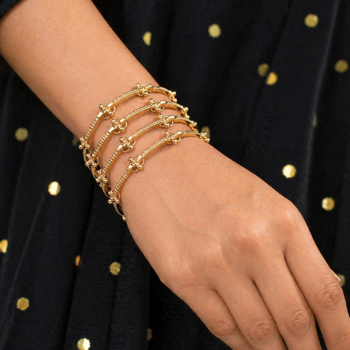 Kashmiri Ghungroo Charm Bangle Set – 22K Gold Plated | Set of 4| - Riwaaj