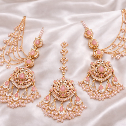 22K Gold Handmade Maang Tikka & Earring Set | Ethnic Jewellery