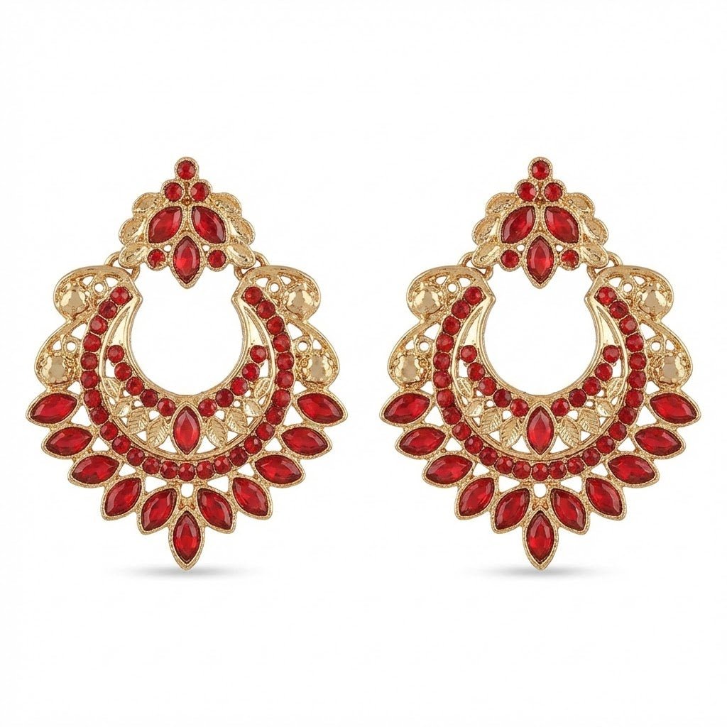 Gold Crescent Moon Drop Earrings - Riwaaj