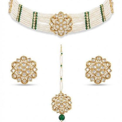 Layered Pearl Choker Set - Gold Plated Kundan Jewelry - Riwaaj