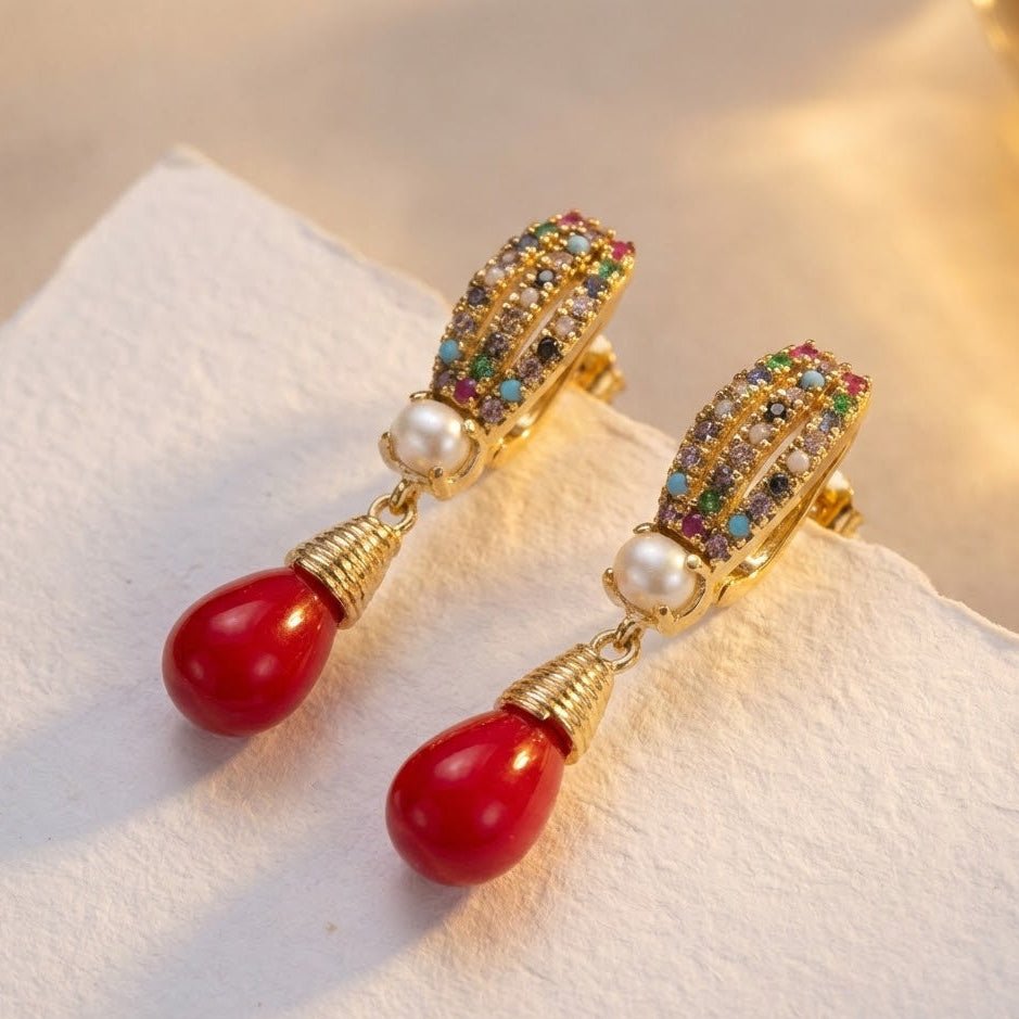 Crystal Drop Earrings - Riwaaj