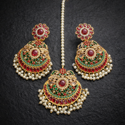 LAVISH NAVRATAN EARRINGS WITH TEEKA