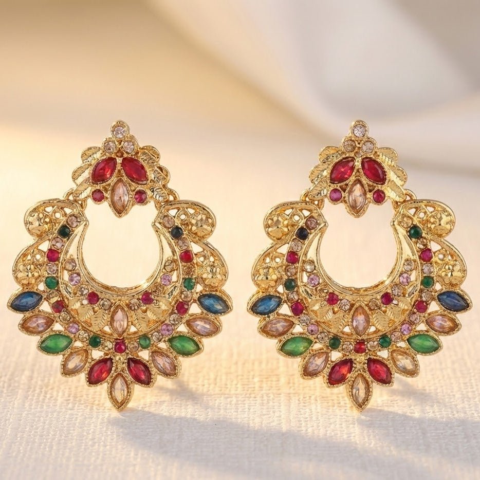 Gold Crescent Moon Drop Earrings - Riwaaj