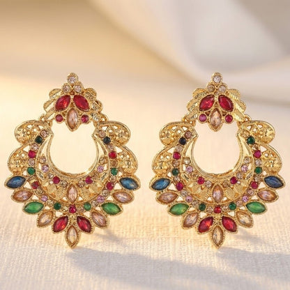 Gold Crescent Moon Drop Earrings - Riwaaj