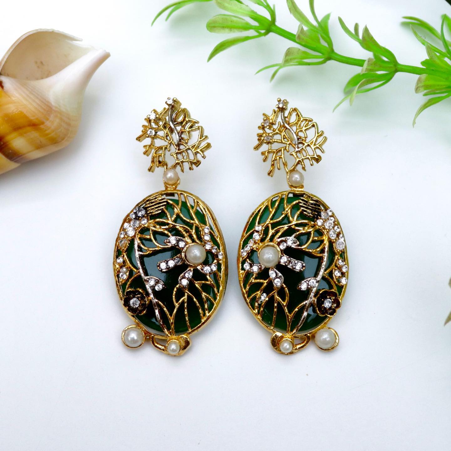 Golden Vines Earrings - Riwaaj