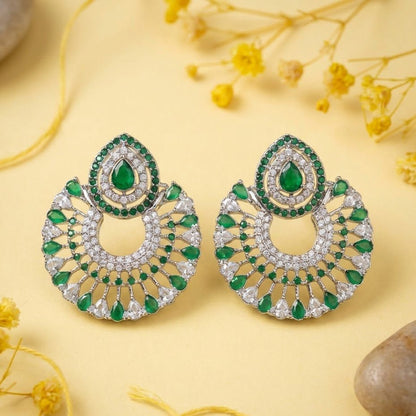 Silver Moon Drop Stud Earrings - Riwaaj