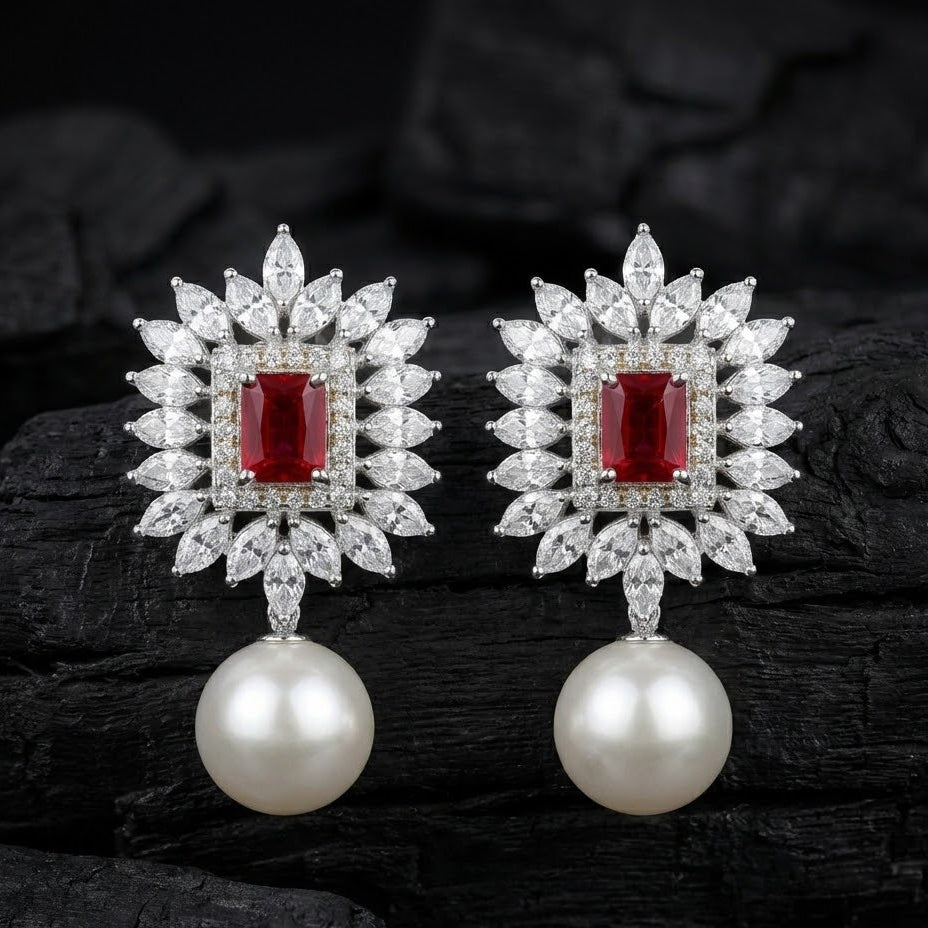 Opal White Pearl Drop Earrings