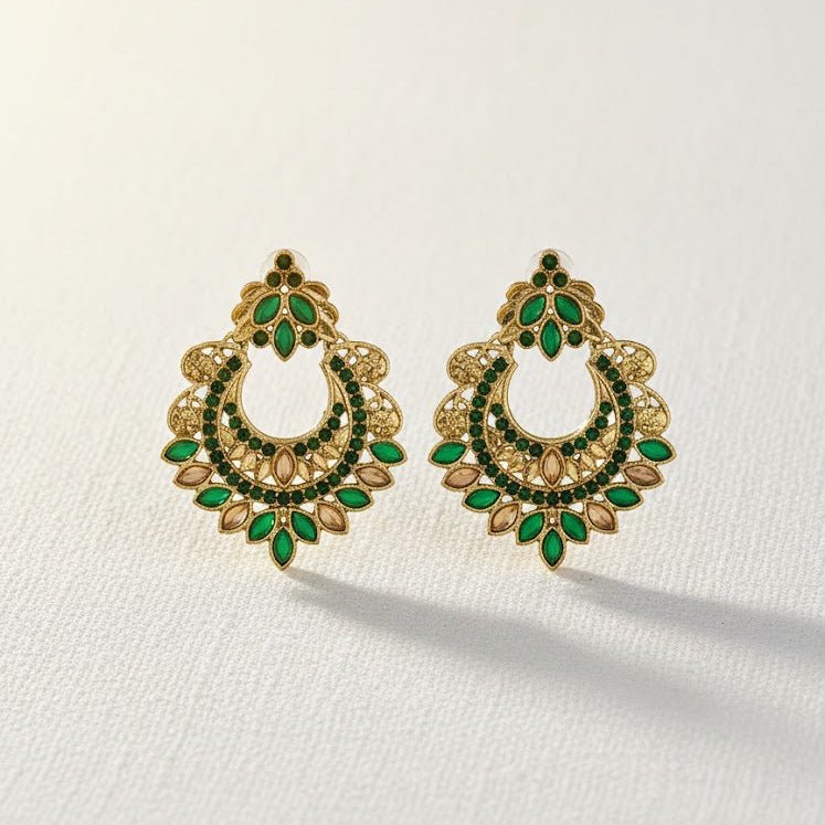 Gold Crescent Moon Drop Earrings - Riwaaj