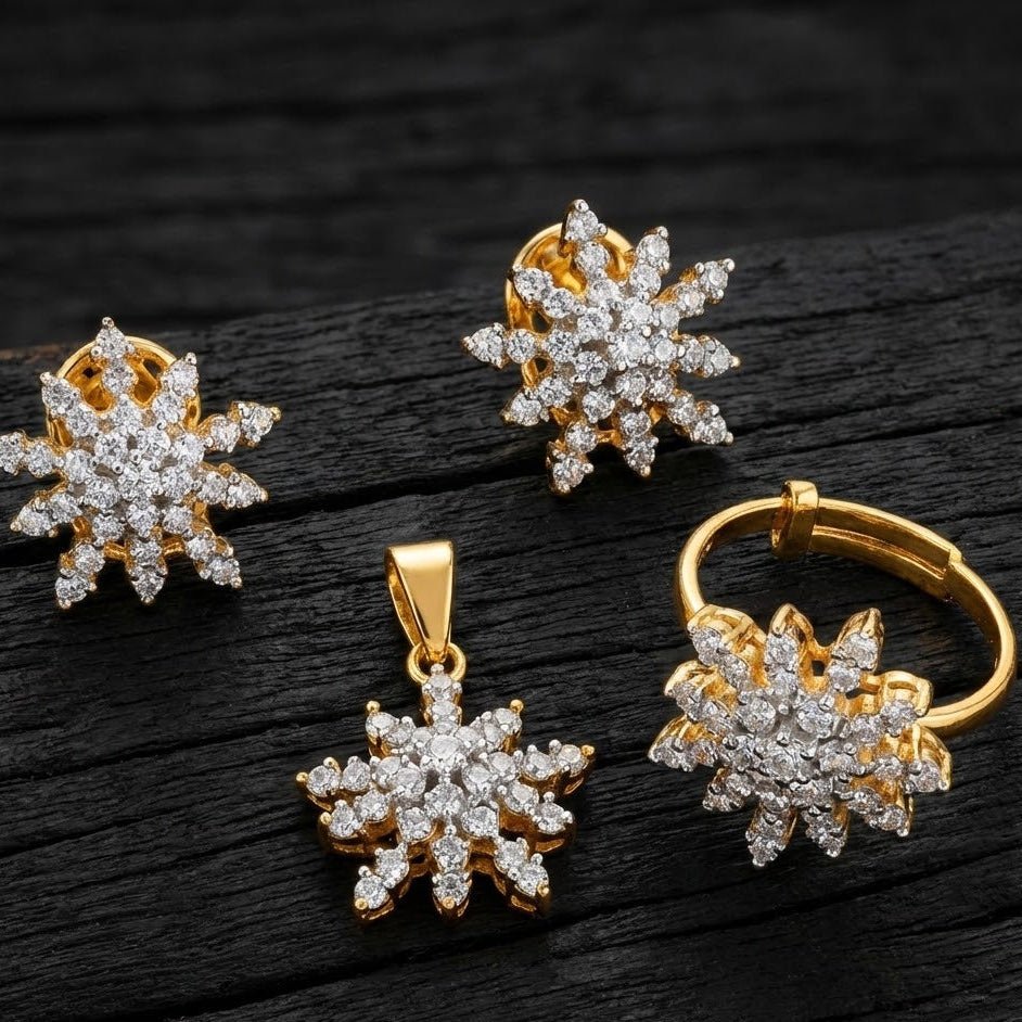 Sun Flower Gold Plated Locket Set - Riwaaj