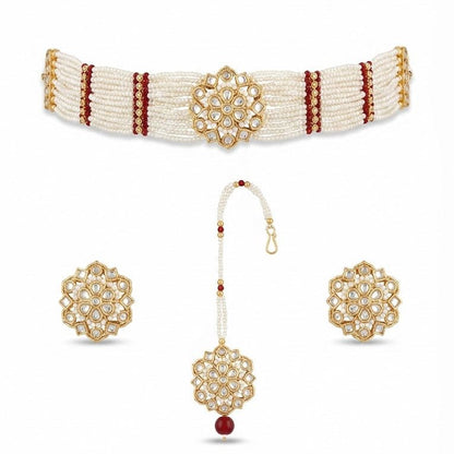 Layered Pearl Choker Set - Gold Plated Kundan Jewelry - Riwaaj