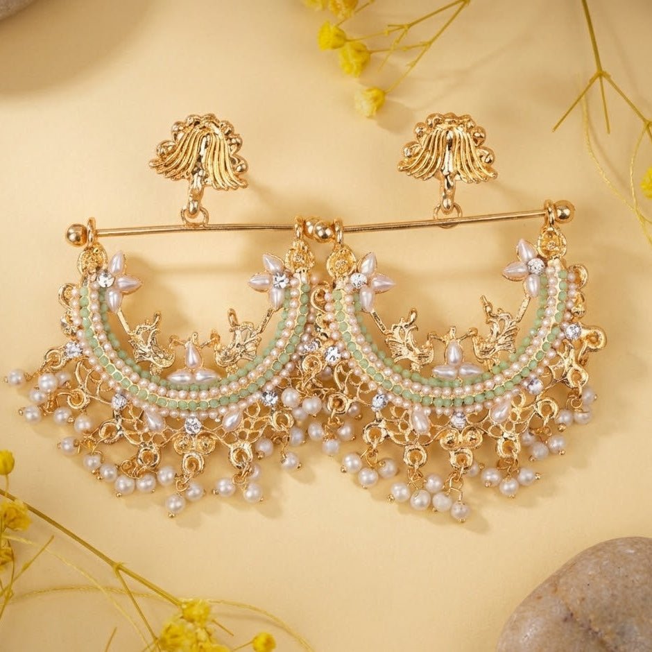Designer - Crafted Half - Cut Peacock Earrings - Riwaaj