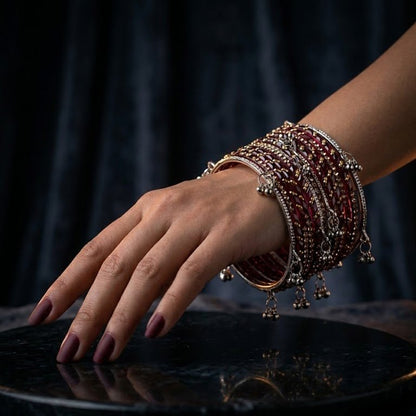 Kashmiri Ghungroo & Maroon Glass Chooriyan - Riwaaj