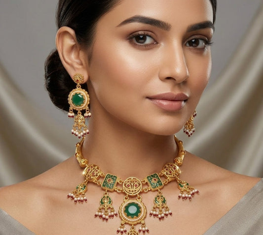 Royal Veridian Collar & Drop Earring Set