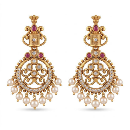 Antique Gold - Plated Pearl Necklace Set - Riwaaj