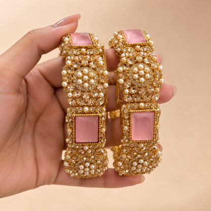 Afsana Rectangular Stone Bangles (Pair)