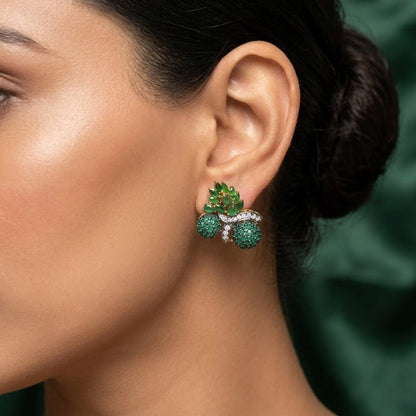 Sitara Stud Earrings – 22K Gold CZ Handmade Multi-Colour