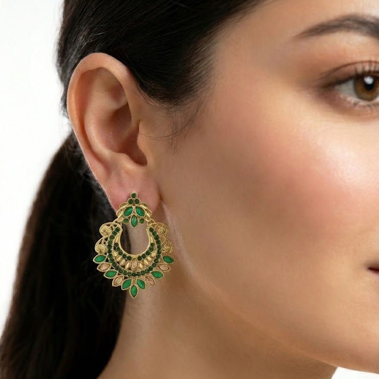 Gold Crescent Moon Drop Earrings - Riwaaj